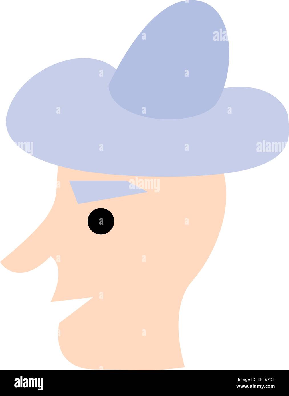 Uomo con cappello viola, illustrazione, vettore, su sfondo bianco. Illustrazione Vettoriale
