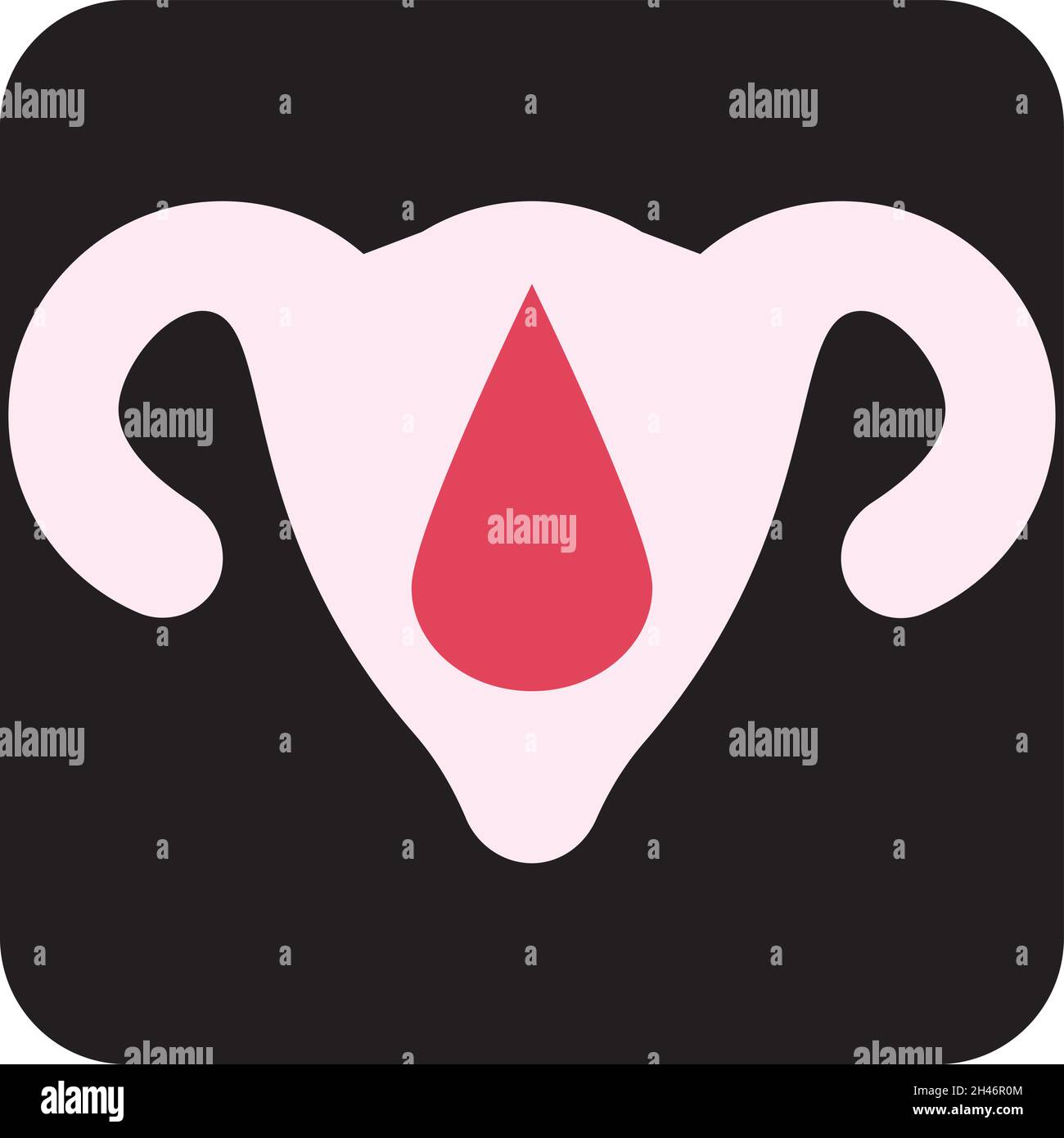 Organo femminile con goccia, illustrazione, vettore, su sfondo bianco. Illustrazione Vettoriale