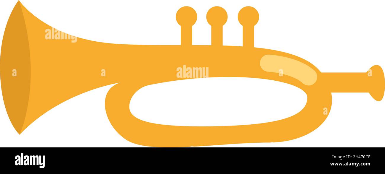 Tromba d'oro, illustrazione, vettore, su sfondo bianco. Illustrazione Vettoriale