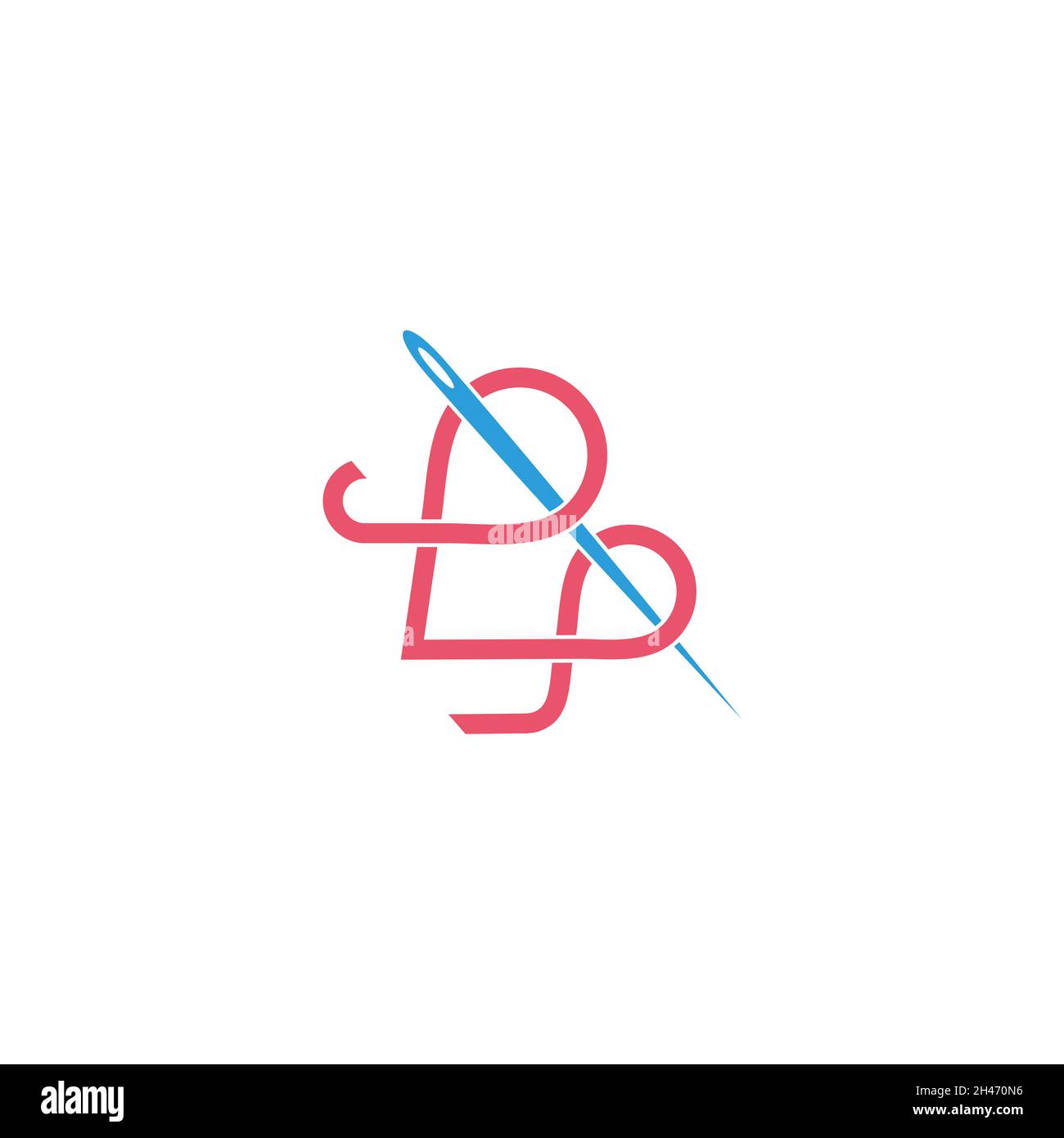 lettera l filo ago semplice curva moda logo vettore Illustrazione Vettoriale