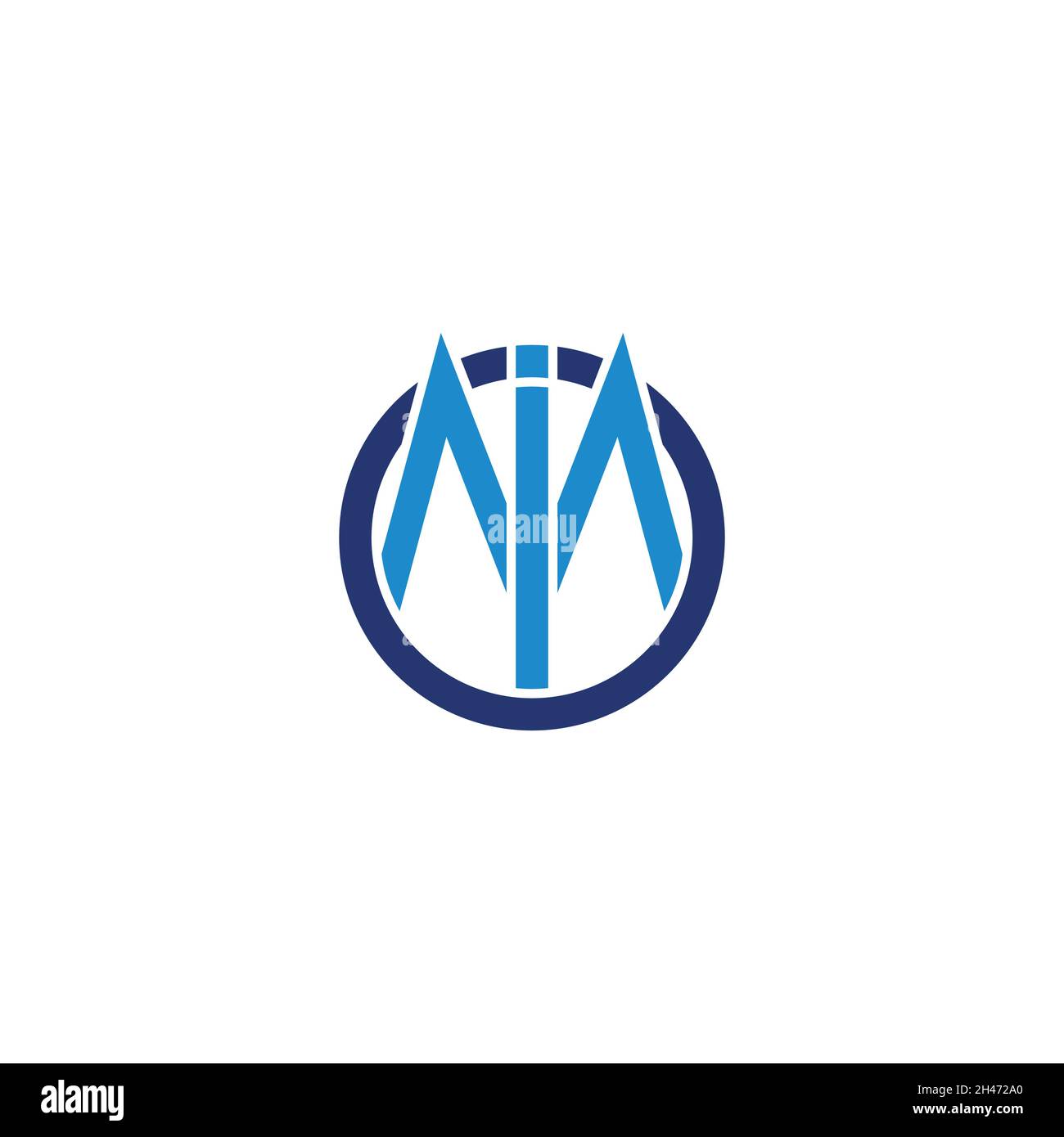 lettera mi vettore semplice geometrico del logo della linea circolare Illustrazione Vettoriale