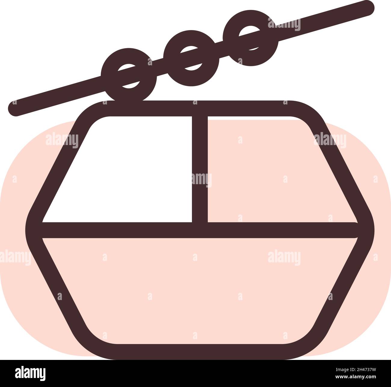 Cabinovia rosa, illustrazione, vettore, su sfondo bianco. Illustrazione Vettoriale