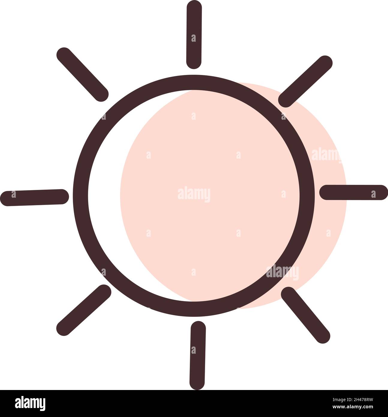 Sole luminoso, illustrazione, vettore, su sfondo bianco. Illustrazione Vettoriale