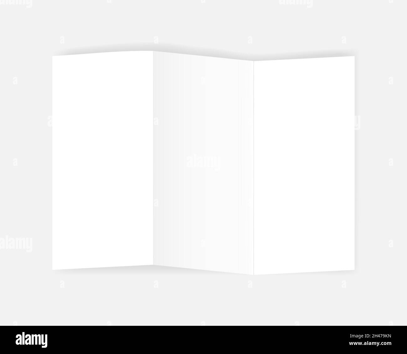 Modello di opuscolo bianco con piegatura a Z A4. Volantino pieghevole. Opuscolo cartaceo TRIFOLD Illustrazione Vettoriale