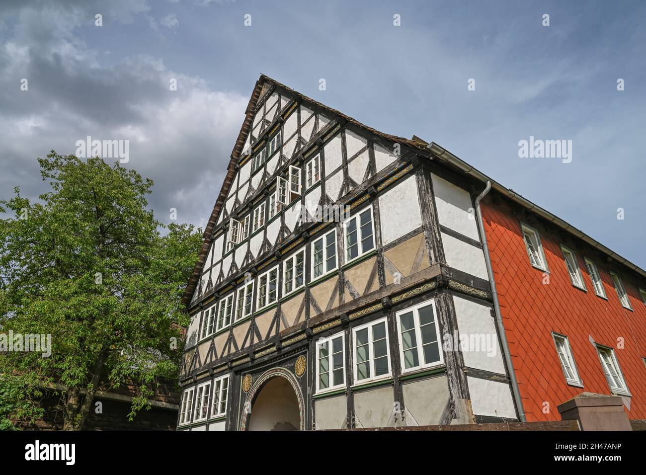 Altes Fährhaus / Zollhaus von 1662, Holzminden, Niedersachsen, Deutschland Foto Stock