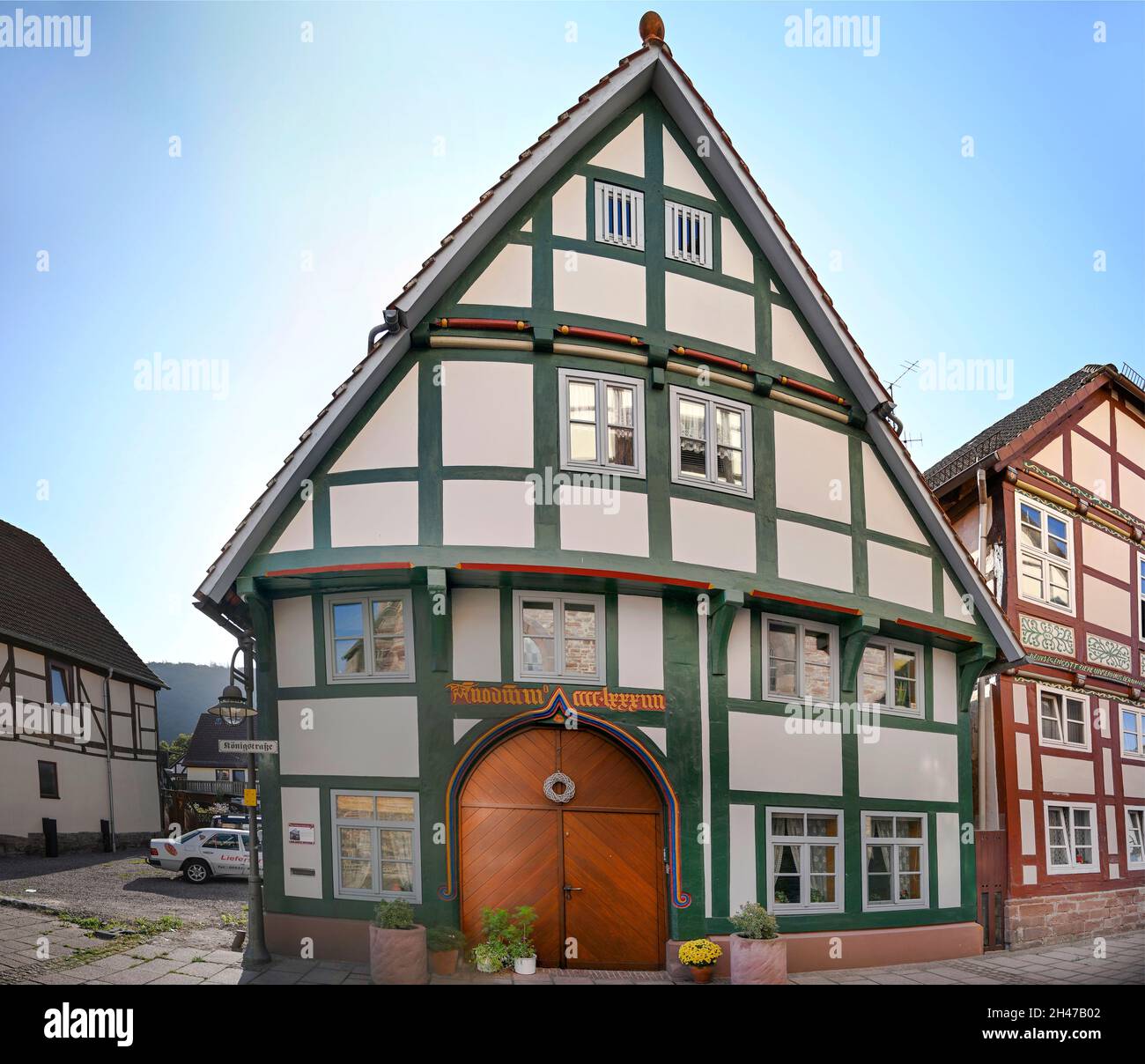 Ältestes Wohnhaus von 1484, Königstraße, Münchhausenstadt Bodenwerder, Niedersachsen, Deutschland Foto Stock