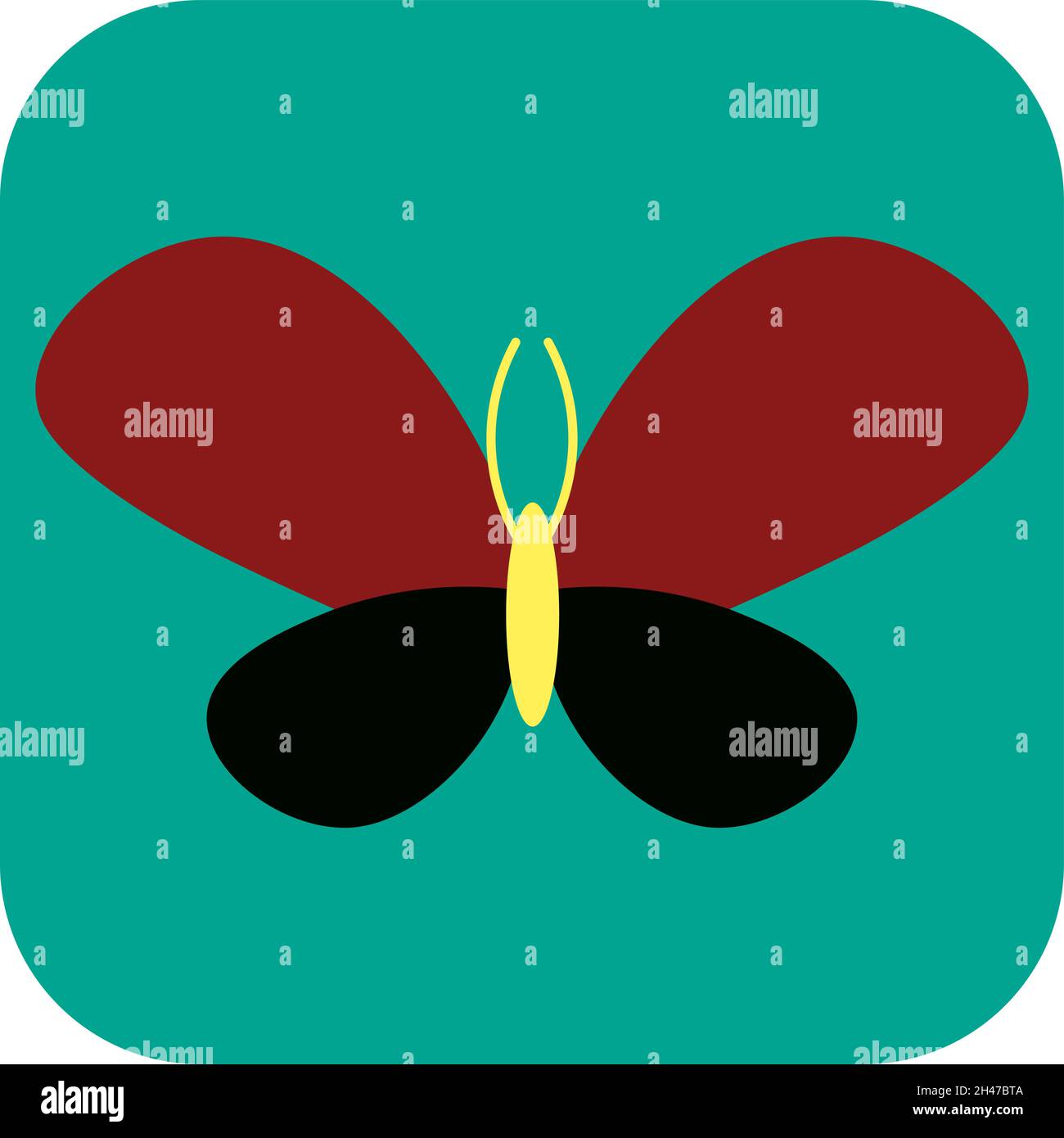 Farfalla volante rossa e nera, illustrazione, vettore, su sfondo bianco. Illustrazione Vettoriale