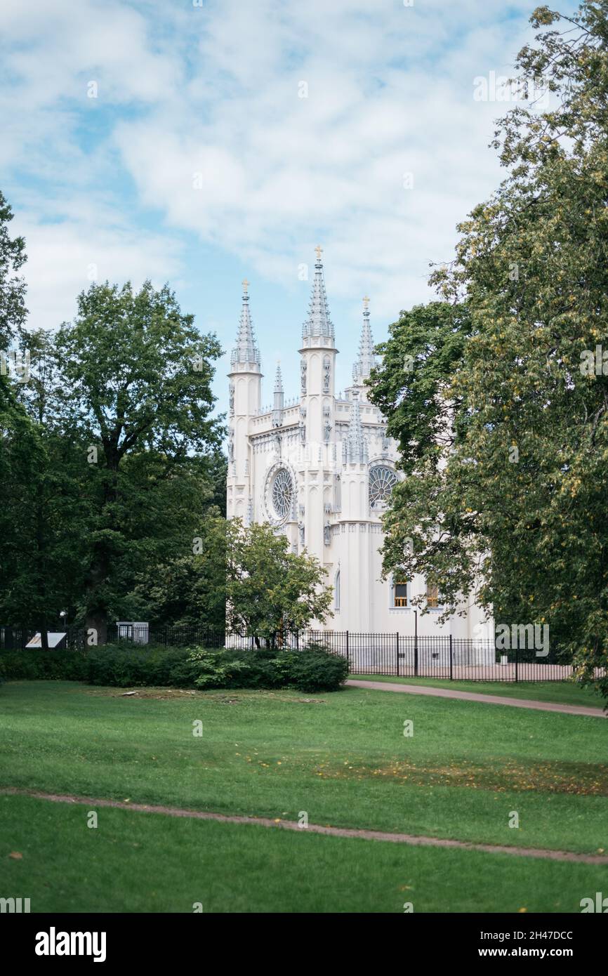 Cappella Gotica nel Parco di Alessandria, architetto Karl Friedrich Schinkel. Foto Stock
