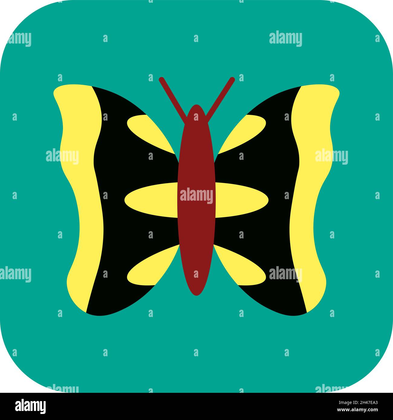 Elegante farfalla nera e gialla, illustrazione, vettore, su sfondo bianco. Illustrazione Vettoriale