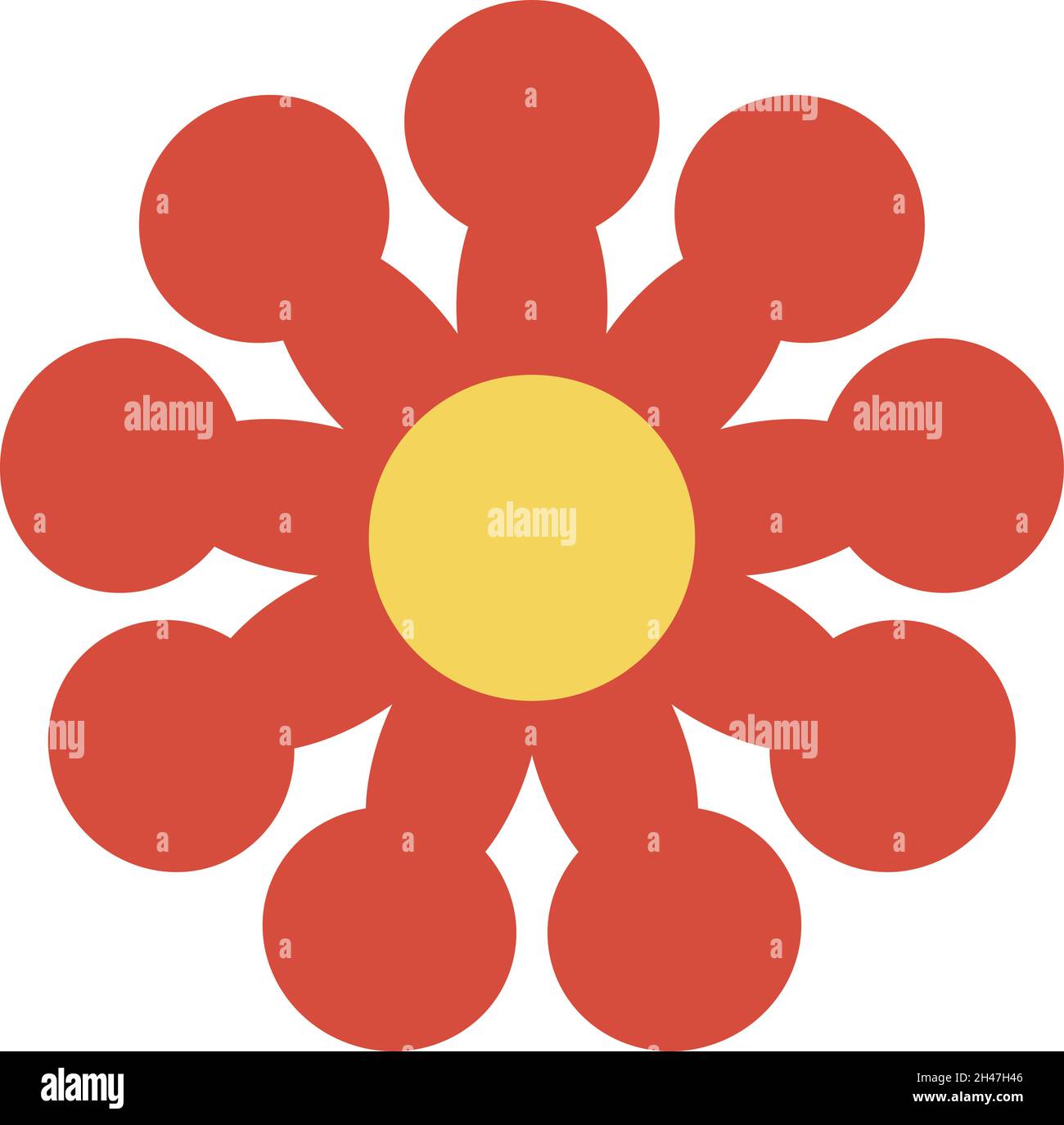 Interessante fiore rosso, illustrazione, vettore, su sfondo bianco. Illustrazione Vettoriale