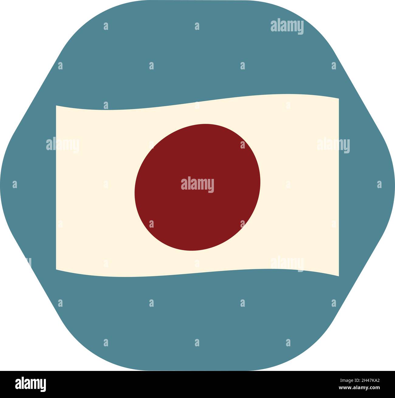 Bandiera giapponese, illustrazione, vettore, su sfondo bianco. Illustrazione Vettoriale