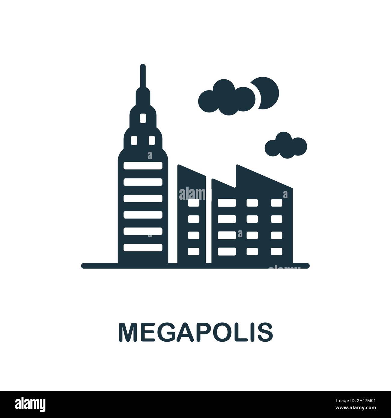 Icona Megapolis. Segno monocromatico della collezione Big City LIFE. Illustrazione creativa dell'icona di Megapolis per disegno di fotoricettore, infographics e più Illustrazione Vettoriale