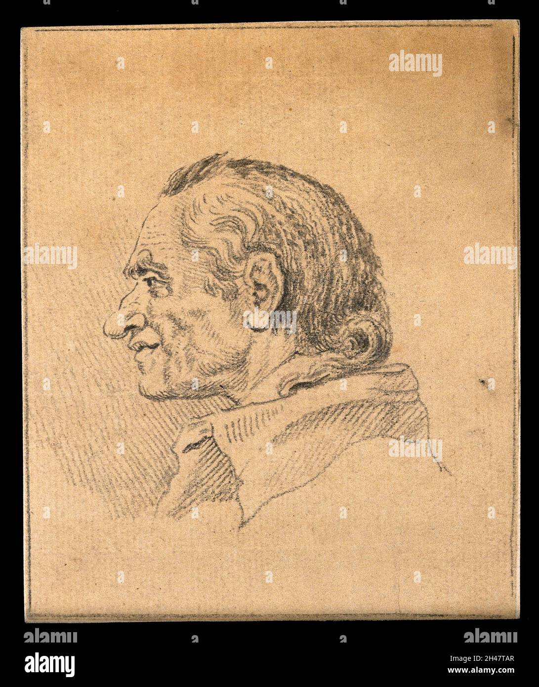 Un profilo di un uomo interpretato da Lavater per essere indolente, inattivo, e un ubriaco. Disegno, c.. 1789. Foto Stock