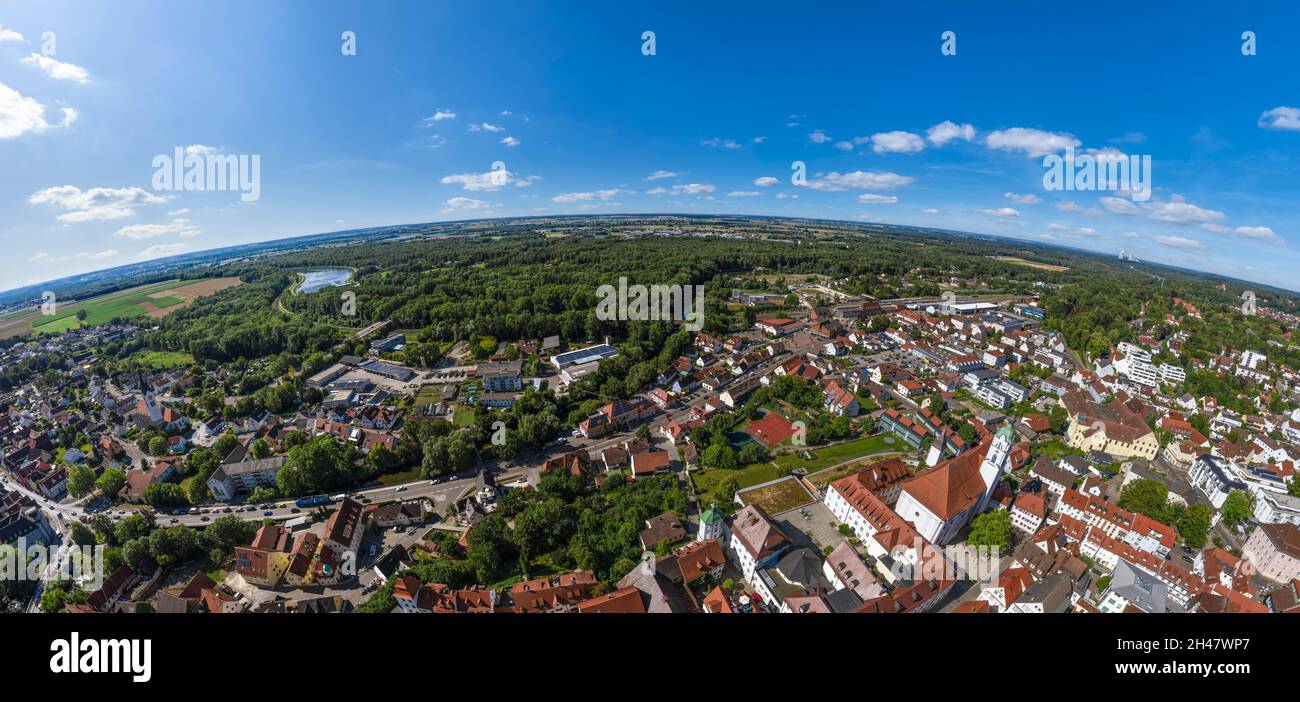 Vista aerea di Günzburg sul Danubio Foto Stock