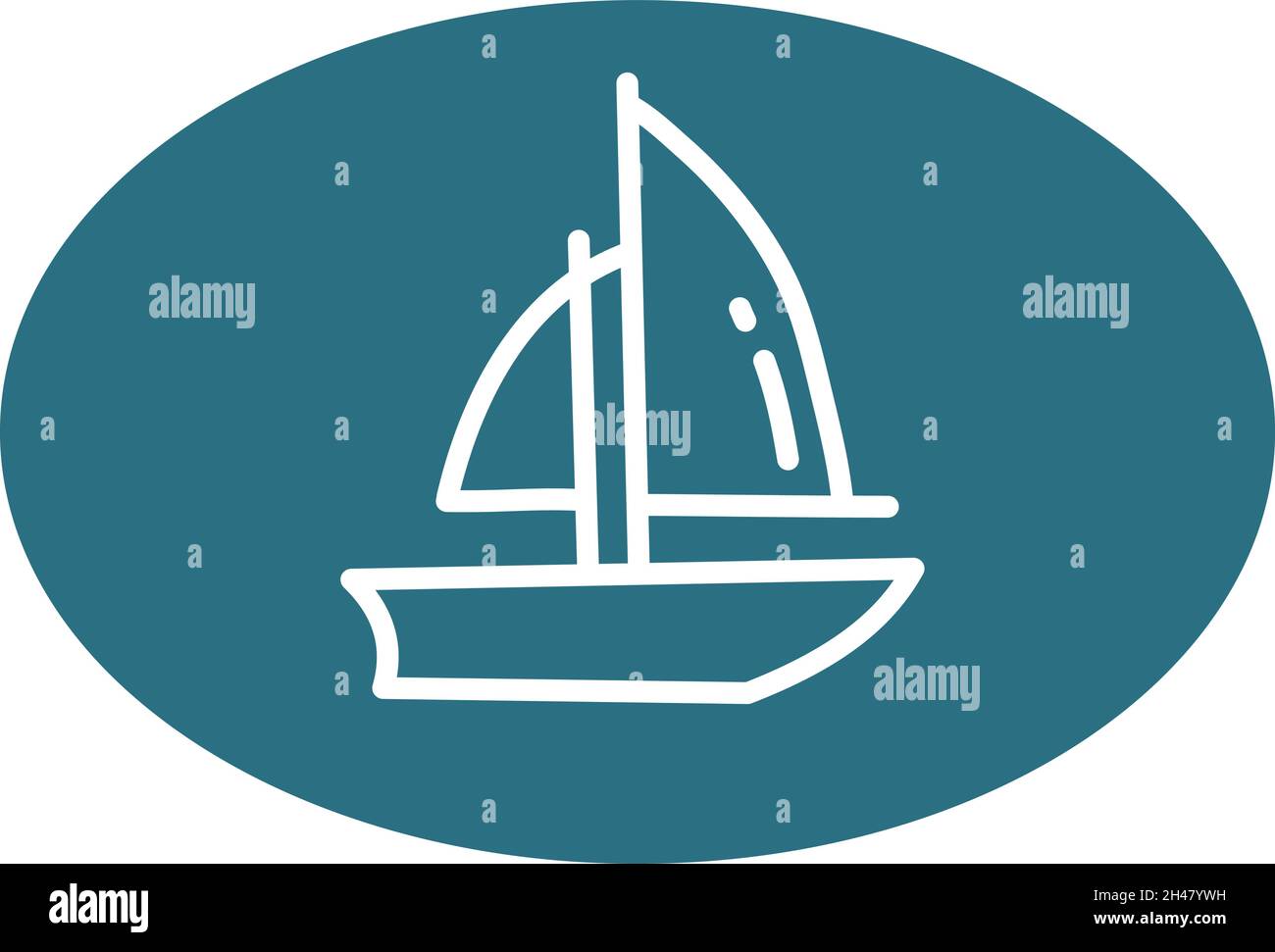 Piccola barca a vela veloce, illustrazione, vettore, su sfondo bianco. Illustrazione Vettoriale