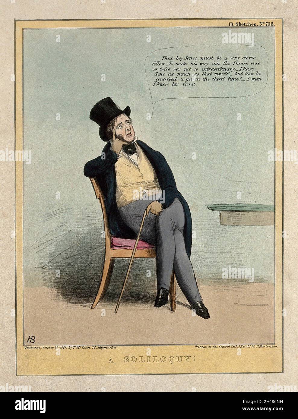 Signore parla di Melbourne i suoi pensieri a voce alta. Litografia colorata dal S.B. (John Doyle), 1841. Foto Stock