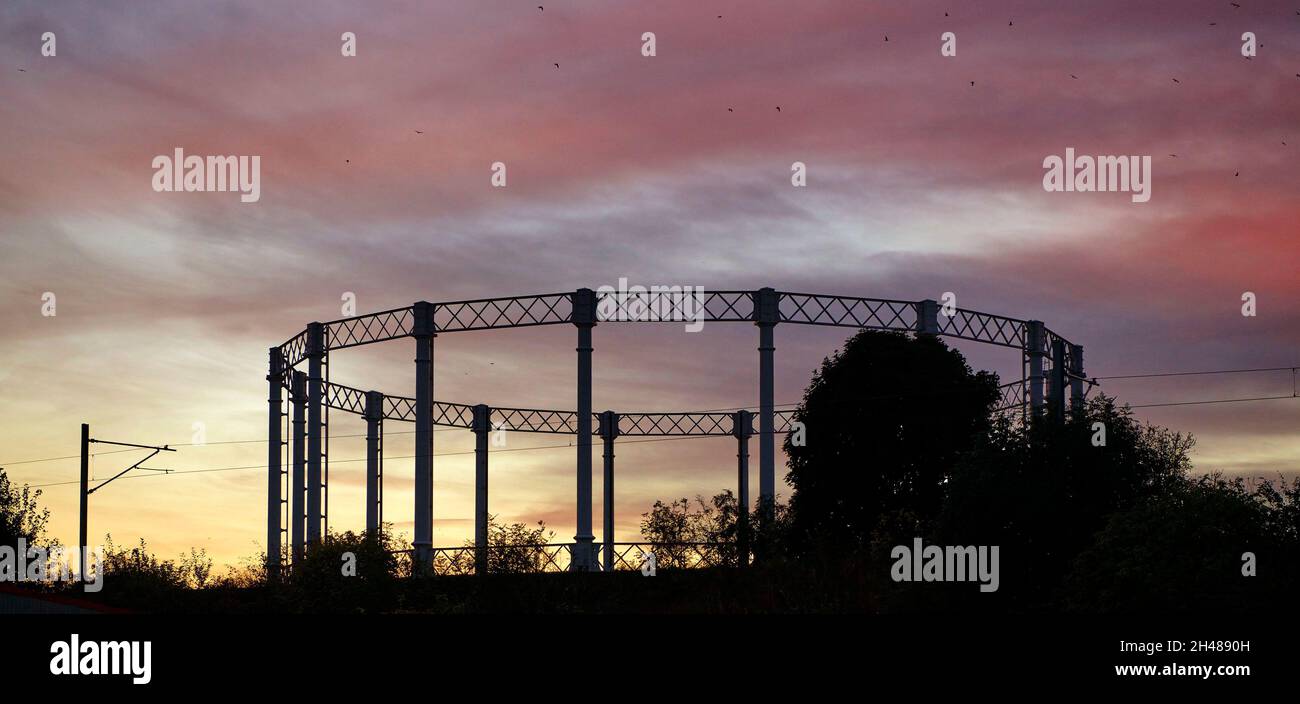 Vecchio supporto gas, South Shields, Tyneside, North East England, UK Foto Stock