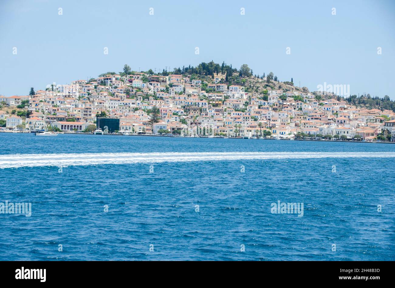 L'isola greca di Egina è una delle isole Saroniche della Grecia nel Golfo Saronico, a 27 chilometri (17 miglia) da Atene. La tradizione deriva la na Foto Stock