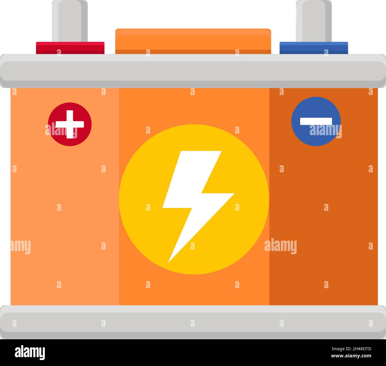 Batteria per auto, illustrazione, vettore su sfondo bianco. Illustrazione Vettoriale