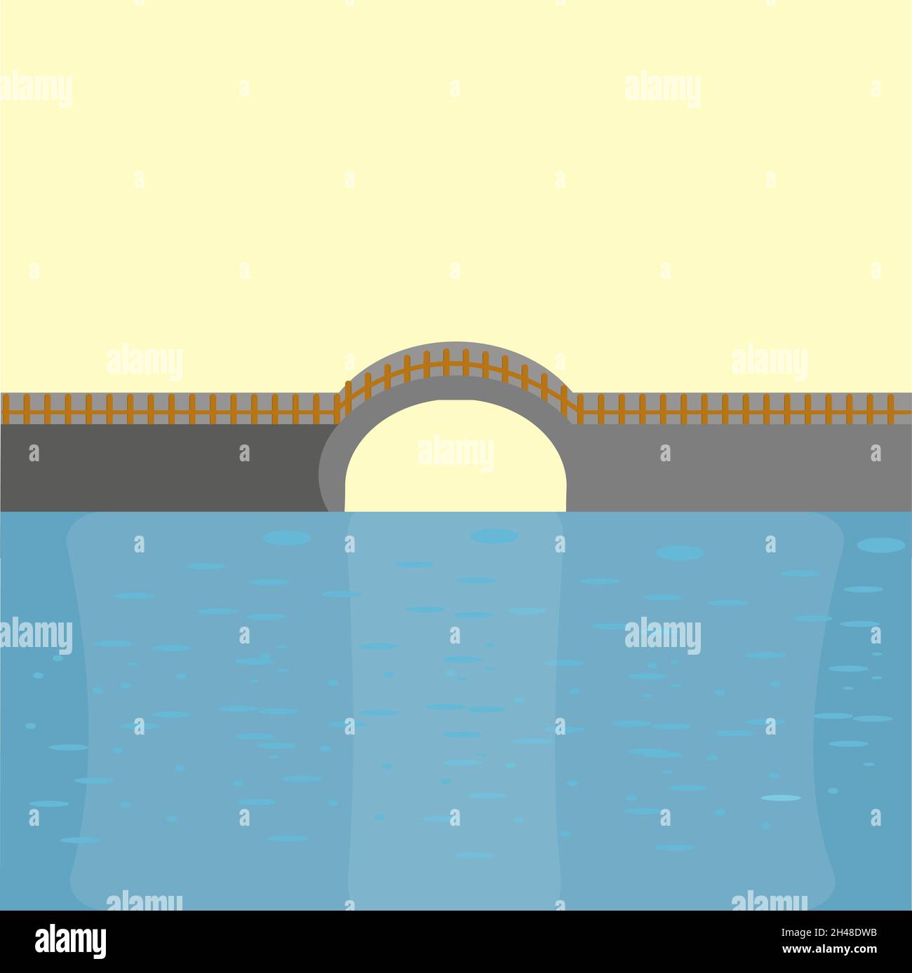 Ponte sotto l'acqua, illustrazione, vettore su sfondo bianco. Illustrazione Vettoriale