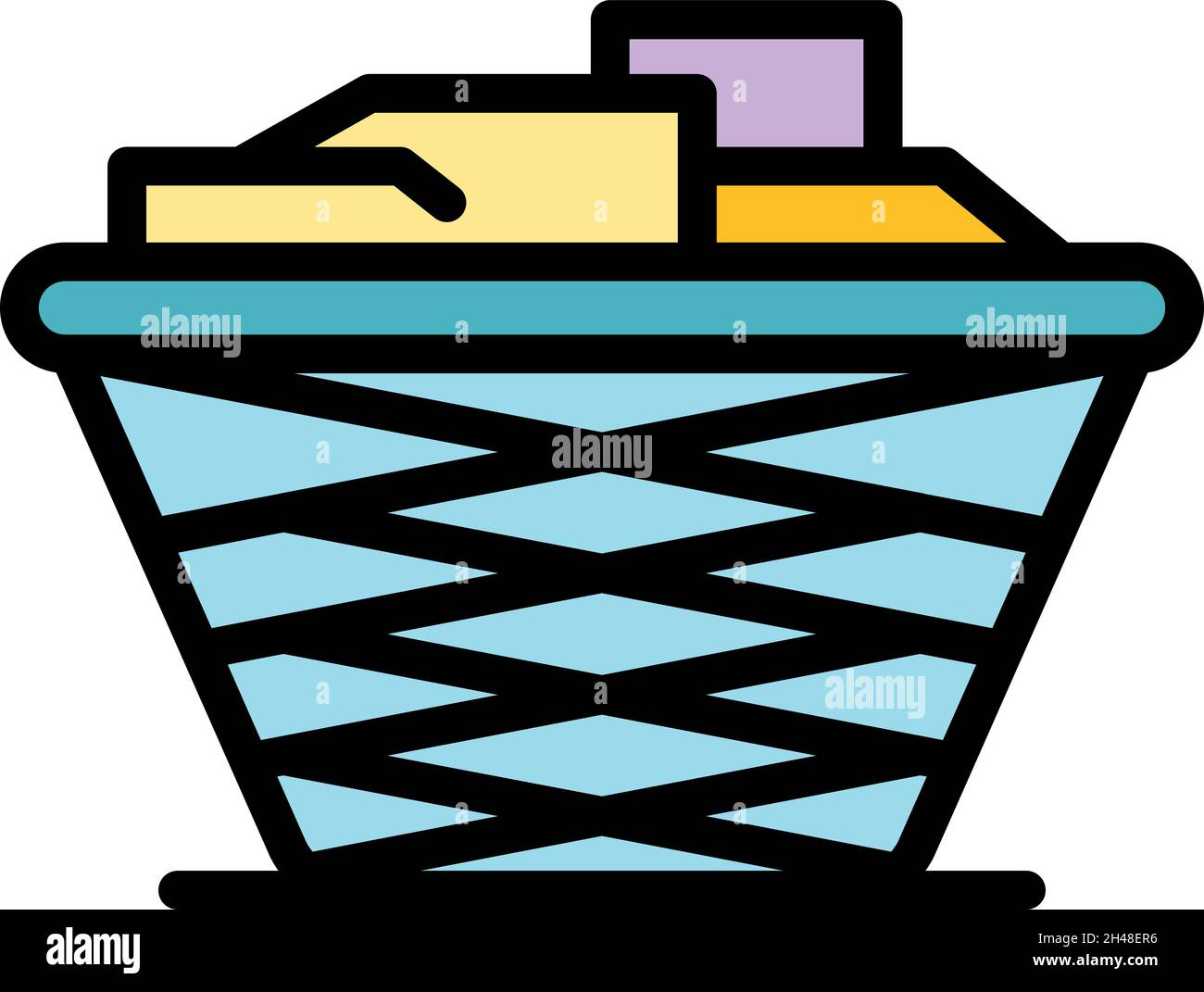 Icona cesto lavanderia. Contorno bucato vettore icona colore piatto isolato Illustrazione Vettoriale