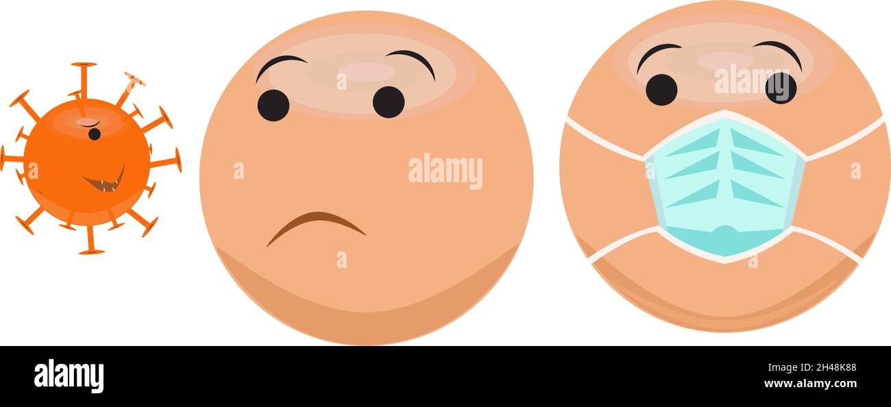 Covid 19, illustrazione, vettore su sfondo bianco. Illustrazione Vettoriale