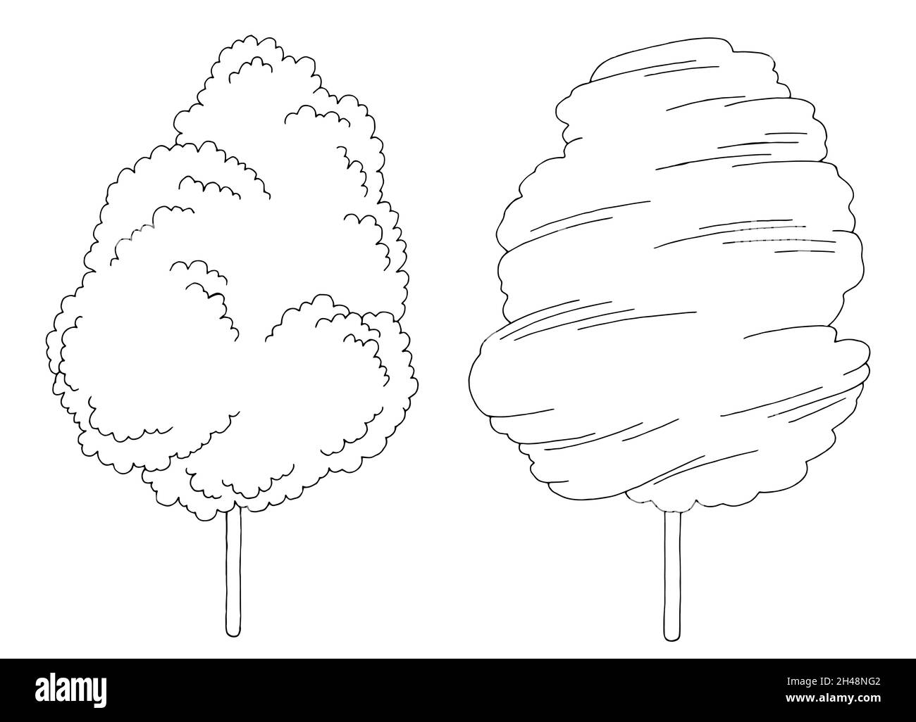 Cotone caramella grafica bianco nero isolato disegno vettore illustrazione Illustrazione Vettoriale