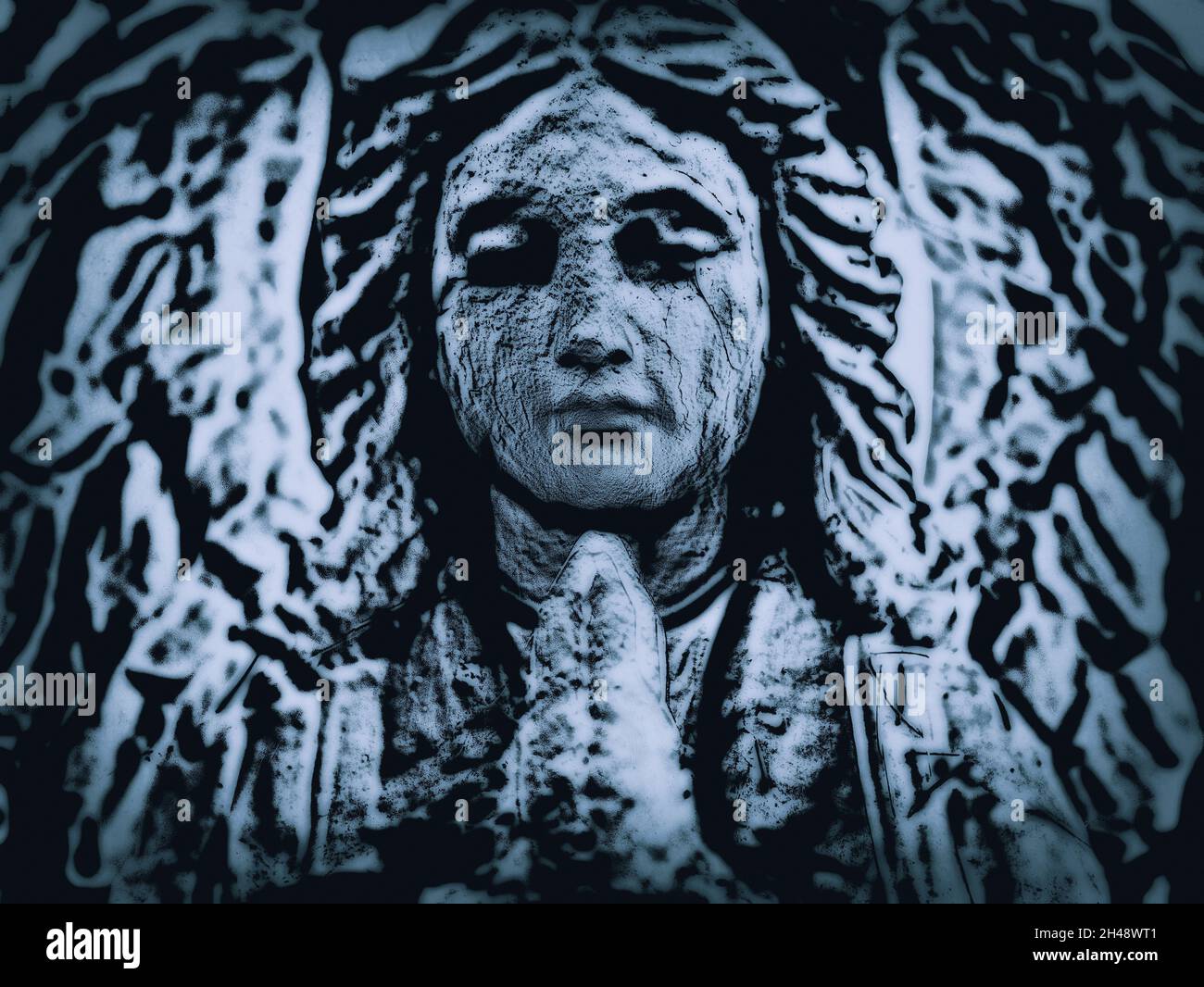 Angelo lapide che prega con filtri pop art Foto Stock