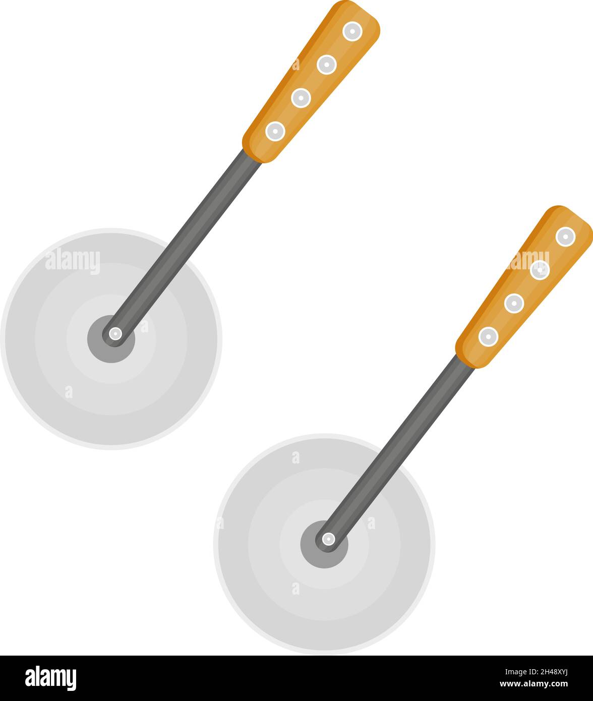 Coltello taglierina Pizzaa, illustrazione, vettore su sfondo bianco. Illustrazione Vettoriale