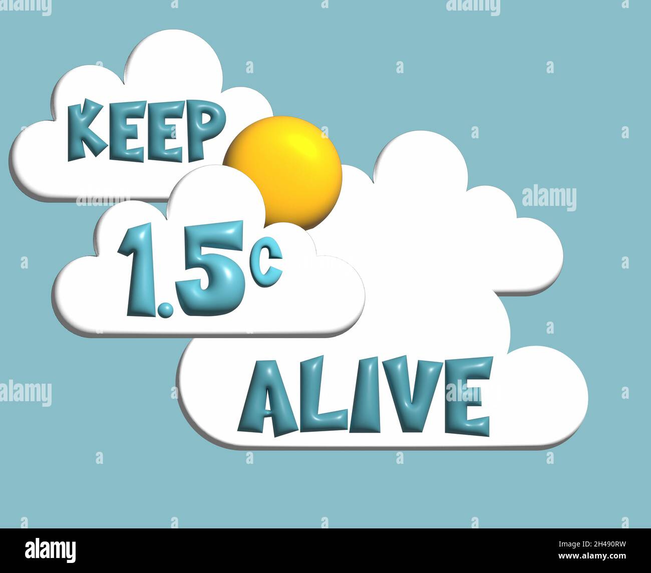 3D Keep 1.5c Alive, 1.5c è il limite target per il riscaldamento globale, il cambiamento climatico concep.t Foto Stock