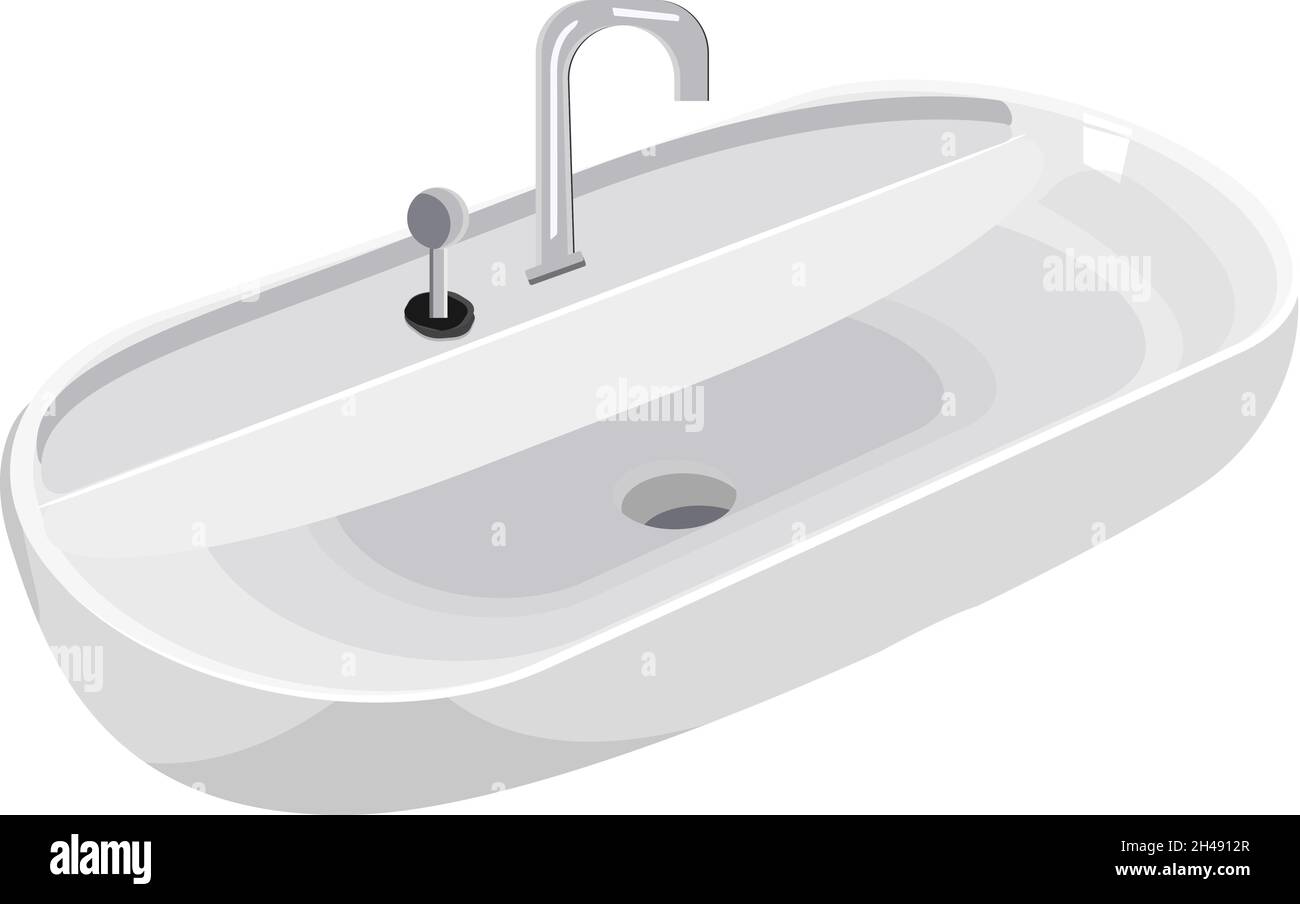 Lavandino in bagno, illustrazione, vettore su sfondo bianco. Illustrazione Vettoriale