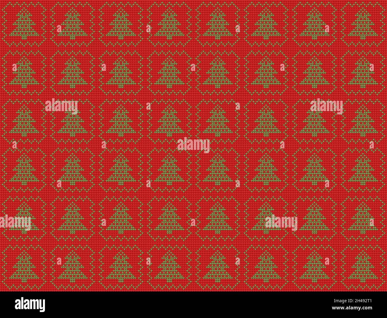 Modello senza cuciture con maglia a scacchi trachea albero di Natale maglione brutto Illustrazione Vettoriale