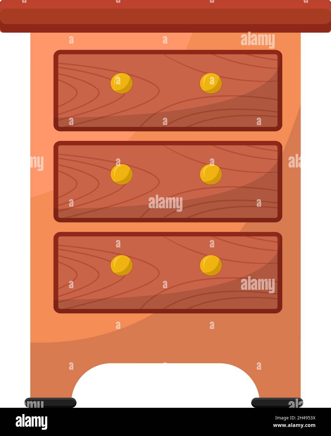 Cassetto della camera da letto in legno, illustrazione, vettore su sfondo bianco. Illustrazione Vettoriale