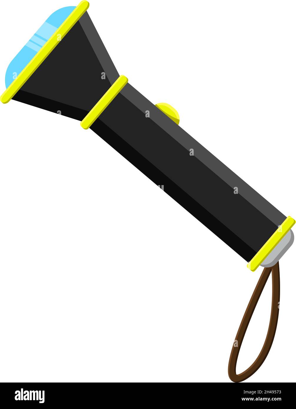 Torcia elettrica a mano, illustrazione, vettore su sfondo bianco. Illustrazione Vettoriale