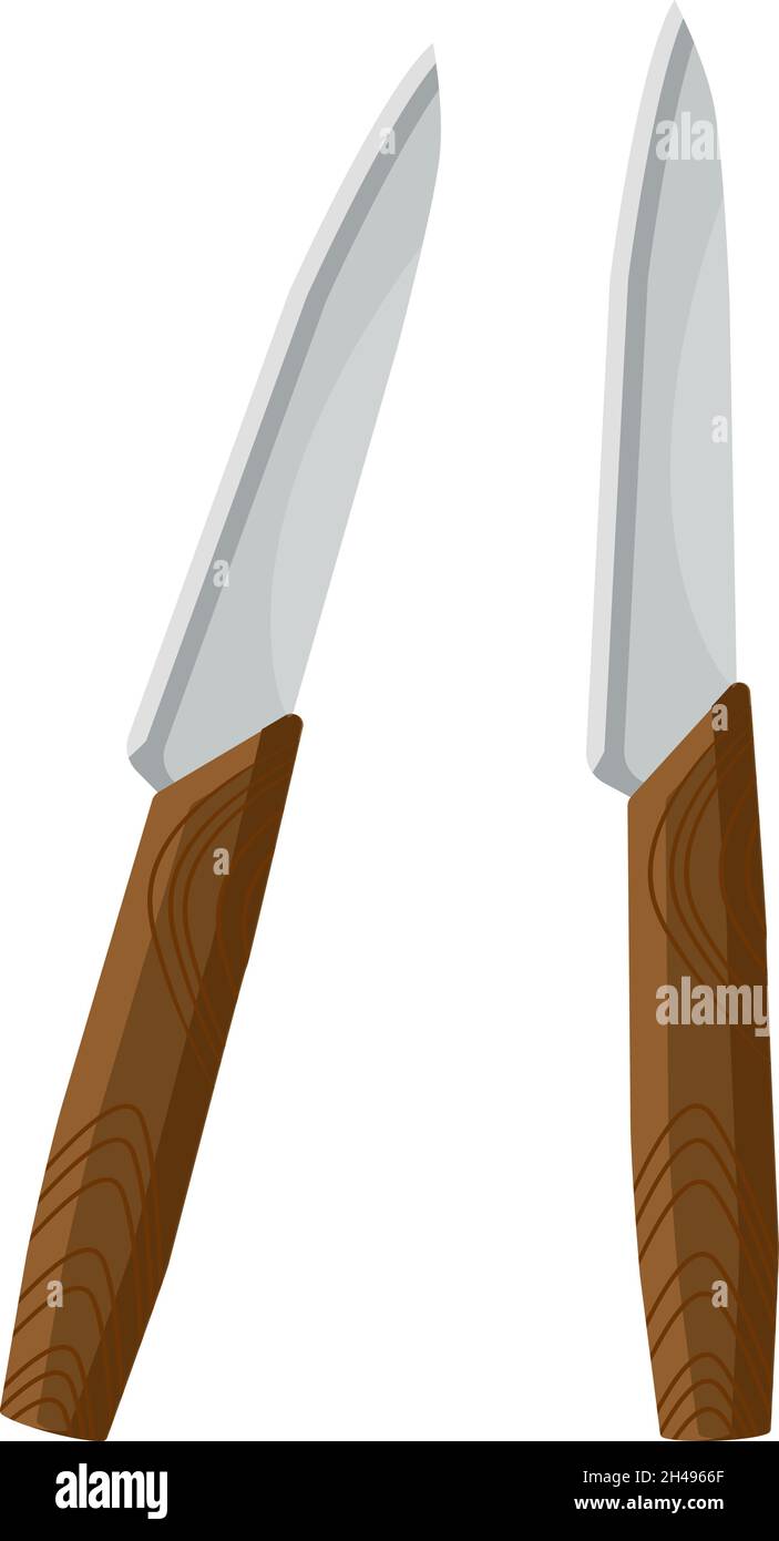Due coltelli da cucina, illustrazione, vettore su sfondo bianco. Illustrazione Vettoriale