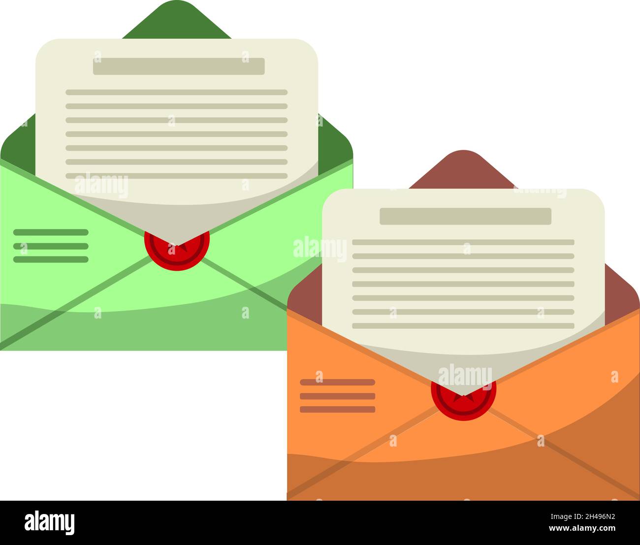 Due lettere, illustrazione, vettore su sfondo bianco. Illustrazione Vettoriale