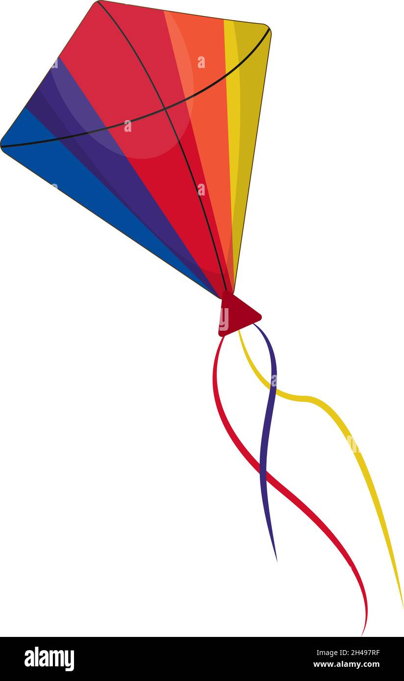 Aquilone colorato, illustrazione, vettore su sfondo bianco. Illustrazione Vettoriale