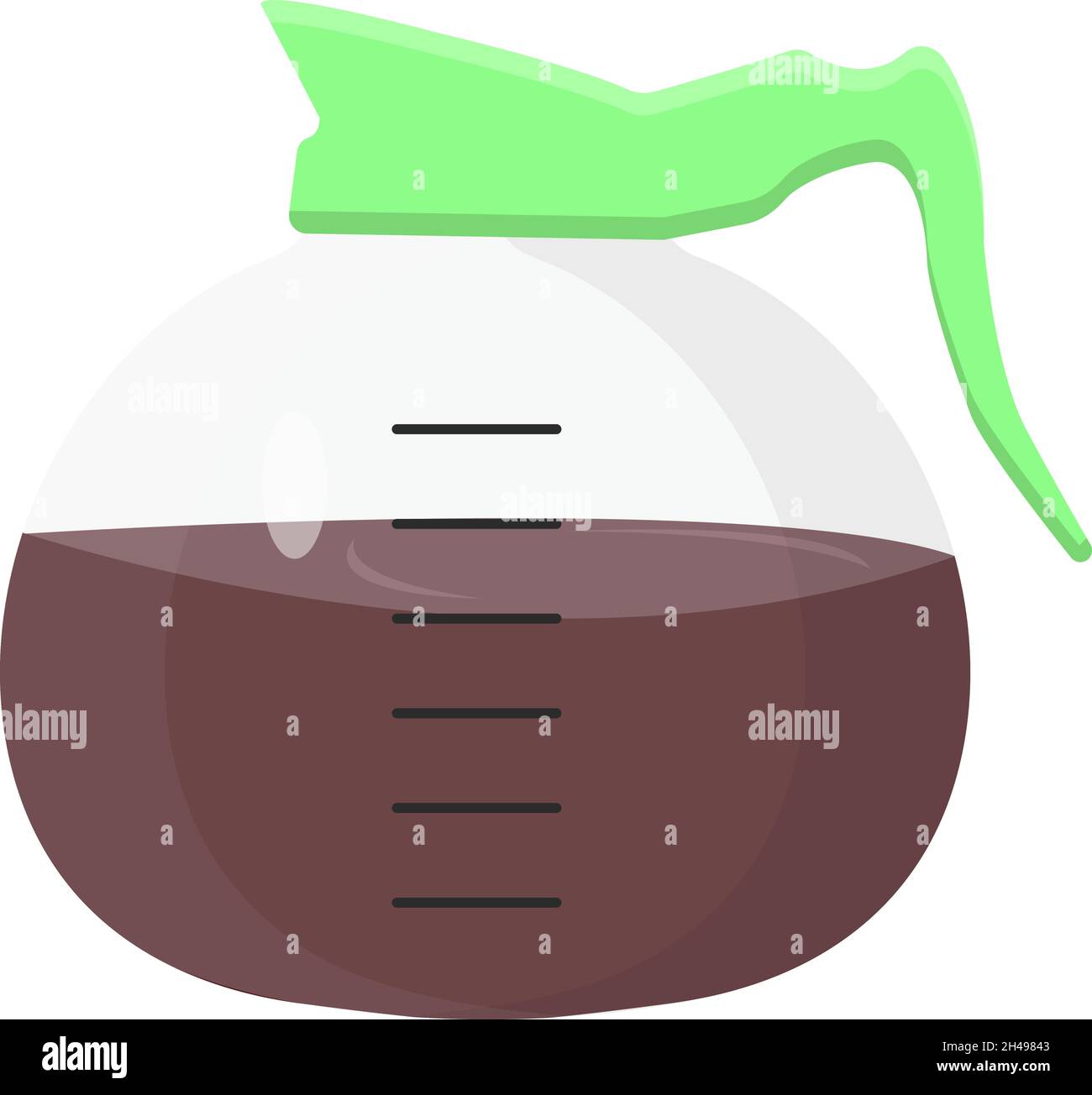 Caffettiera con manico verde, illustrazione, vettore su sfondo bianco. Illustrazione Vettoriale