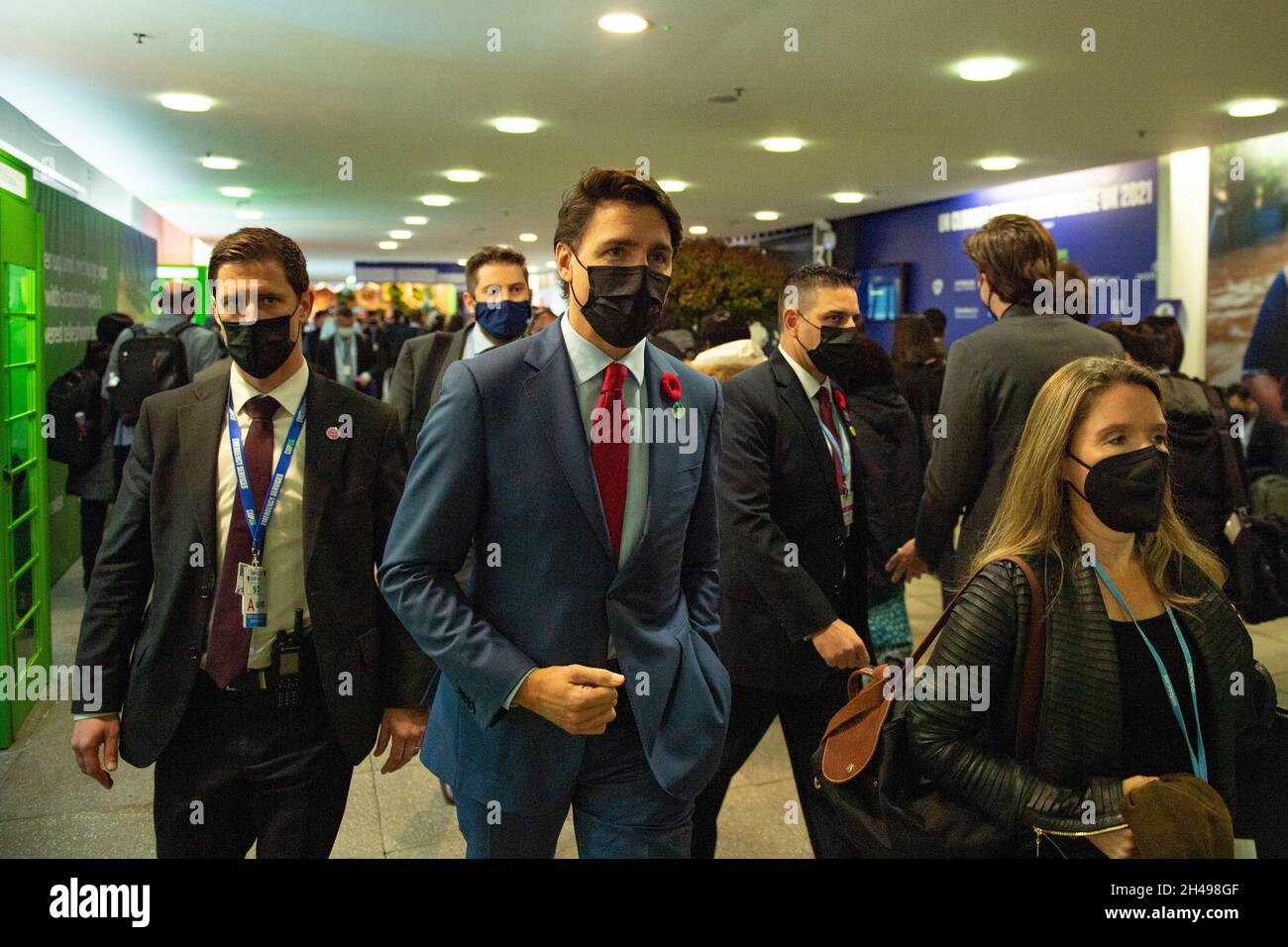 Glasgow, Scozia, Regno Unito. 1 novembre 2021. NELLA FOTO: Justin Pierre James Trudeau PC MP visto nella sede COP26 sulla strada per una riunione. Credit: Colin Fisher/Alamy Live News Foto Stock