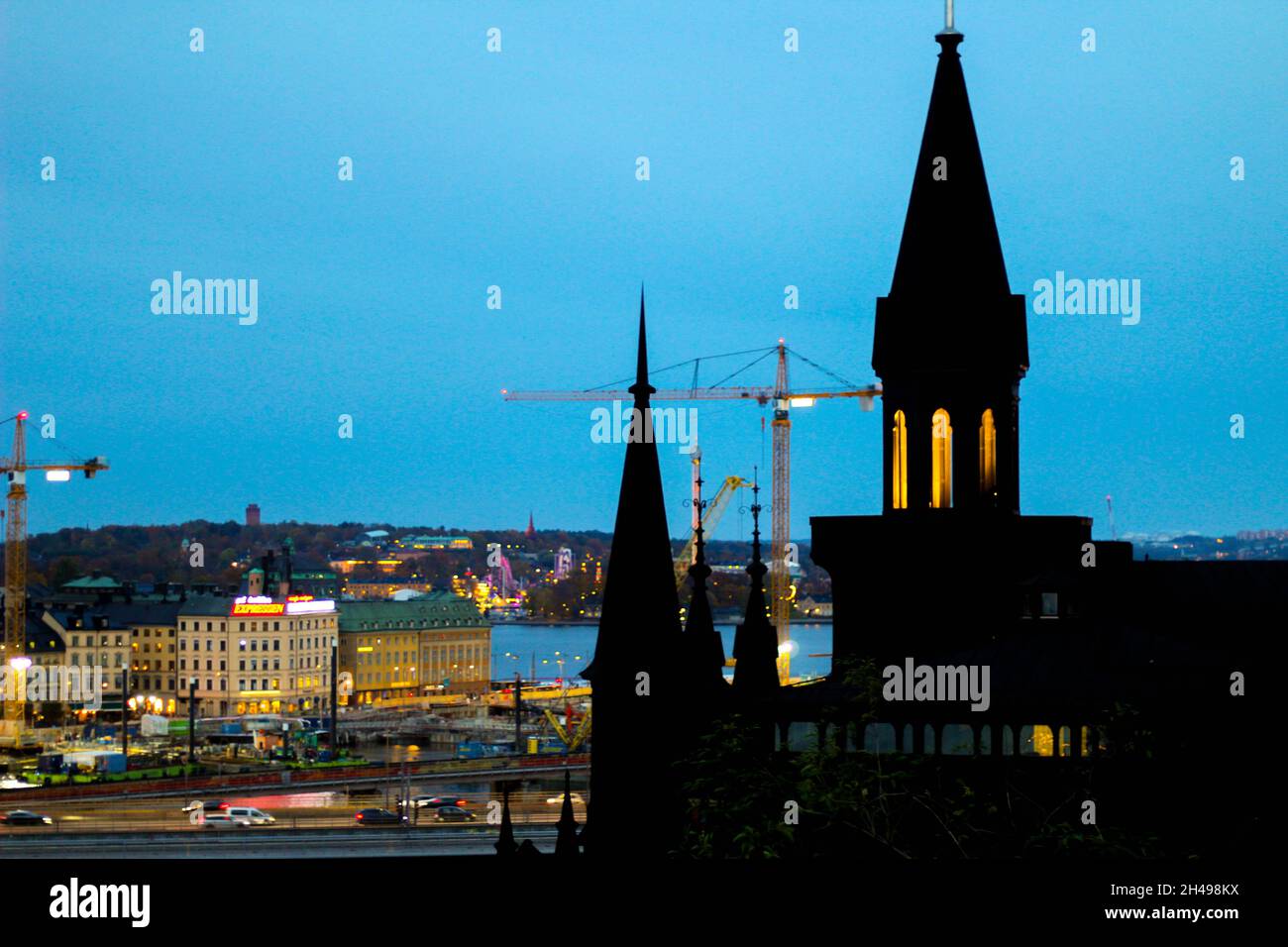 Tramonto a Stoccolma, Svezia Foto Stock