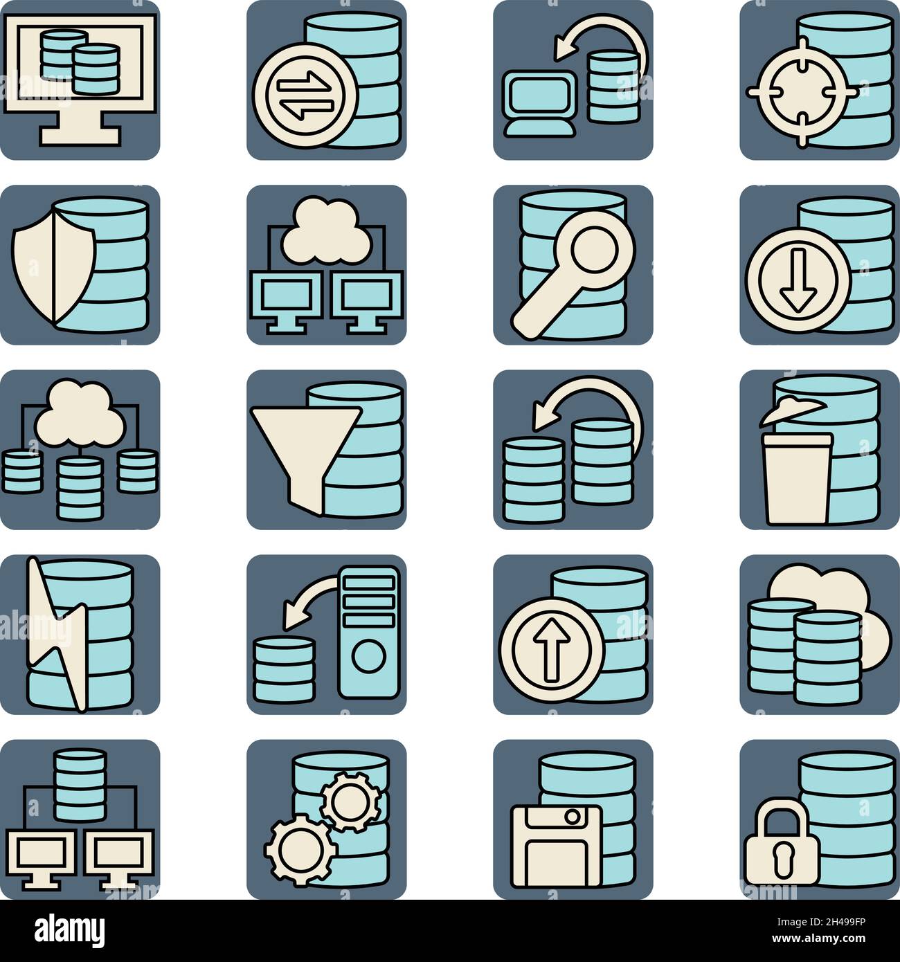 Database, illustrazione, vettore, su sfondo bianco. Illustrazione Vettoriale