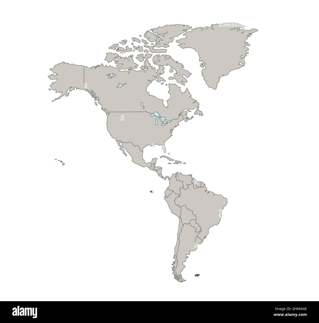 Mappa America, singoli stati, vuota Foto Stock