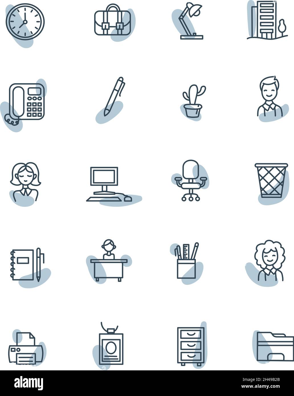 Lavoro d'ufficio, illustrazione, vettore, su sfondo bianco. Illustrazione Vettoriale