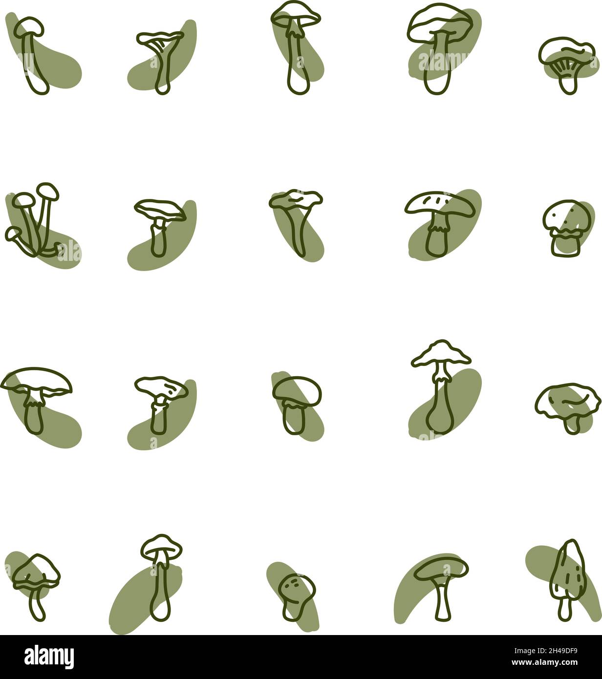 Tipi di funghi, illustrazione, vettore, su sfondo bianco. Illustrazione Vettoriale