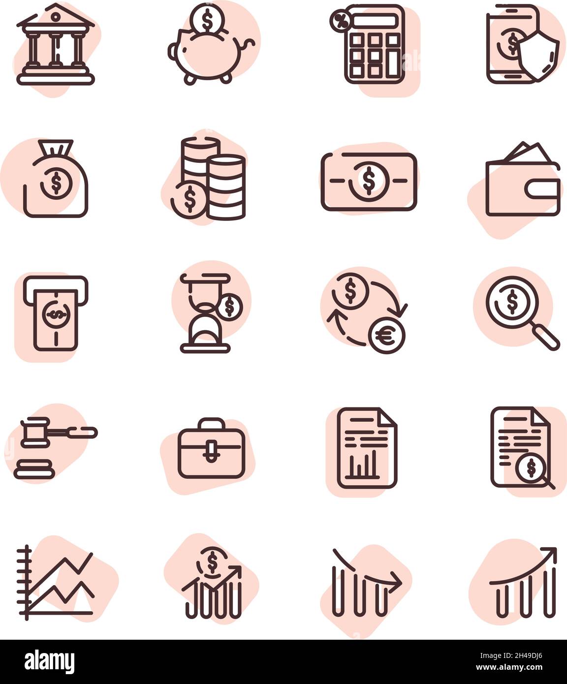 Denaro bancario, illustrazione, vettore, su sfondo bianco. Illustrazione Vettoriale