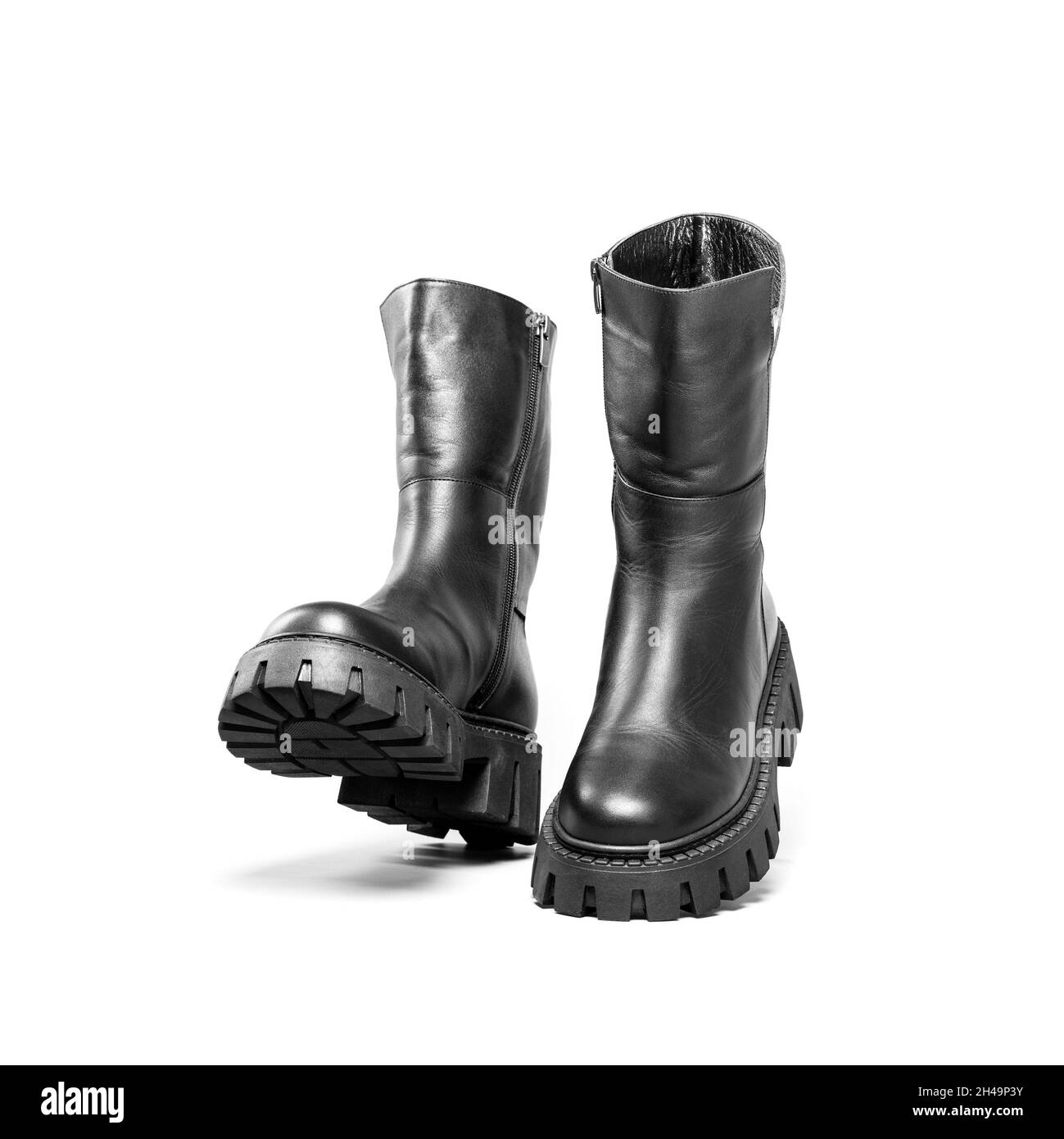 stivali invernali donne isolati su sfondo bianco Foto Stock