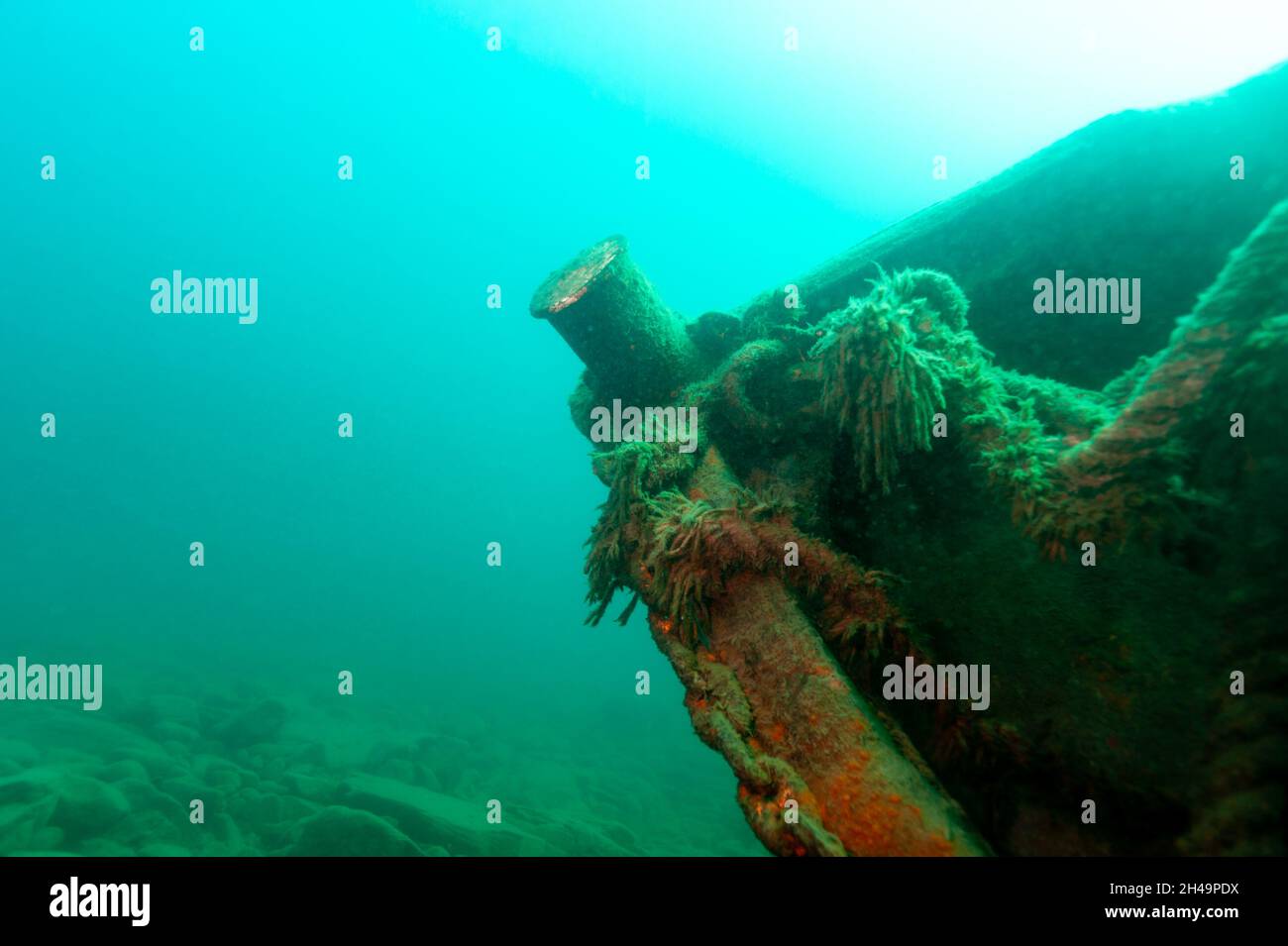 Prua da un naufragio dei grandi Laghi che si trova nel lago superiore Foto Stock