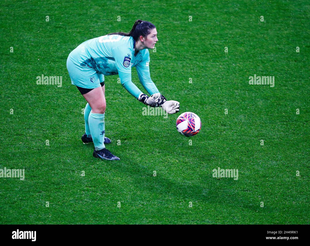 DAGENHAM, INGHILTERRA - OTTOBRE 31: Georgia Ferguson of Watford Ladies durante la partita dei Barclays fa Women's Championship tra Watford e Crystal Palace Foto Stock