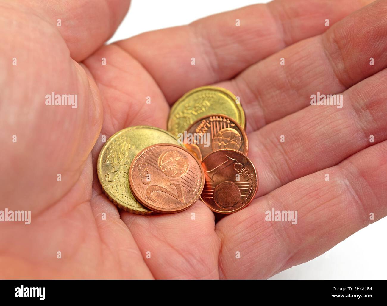 Monete in cent, euro, cambio di mano Foto Stock