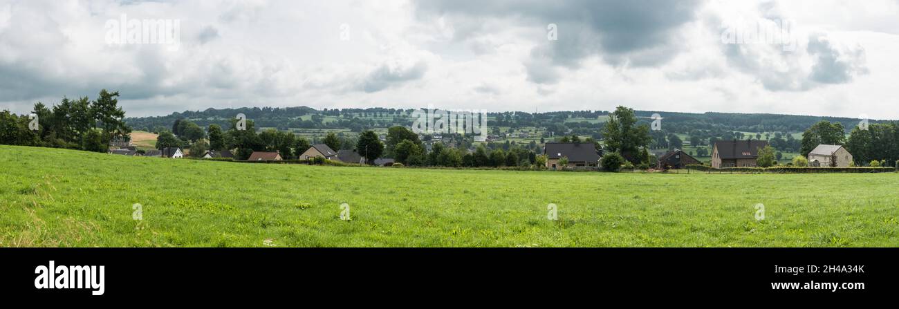 Vista panoramica extra large a 180 gradi nelle Ardenne, Belgio Foto Stock